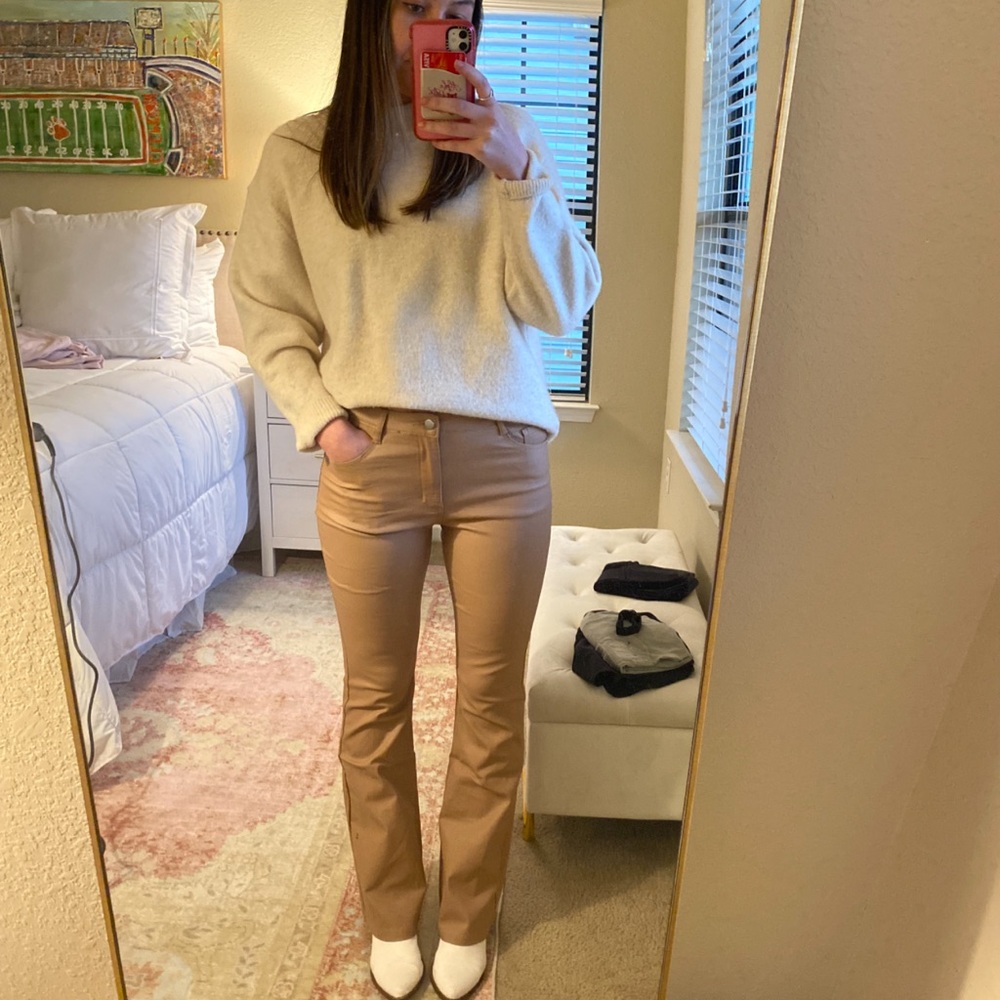 Nasty Gal Bootcute tan leather pants